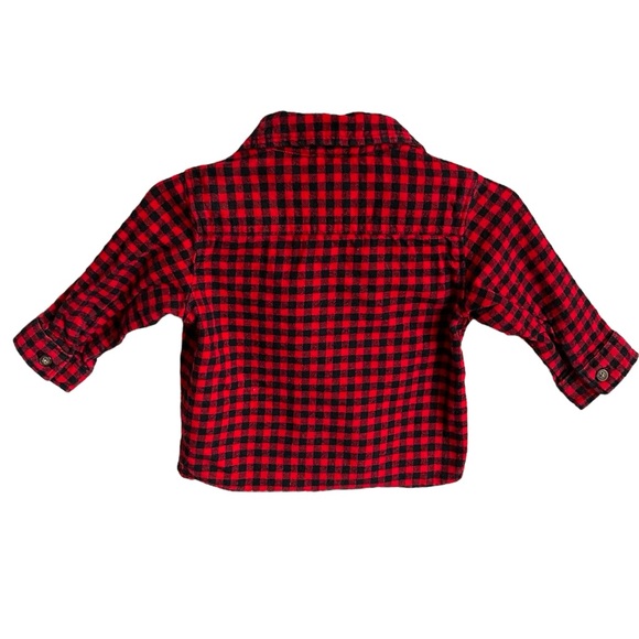 **2 for $20** Carters long sleeve plaid button down, size 6 month - Picture 4 of 8